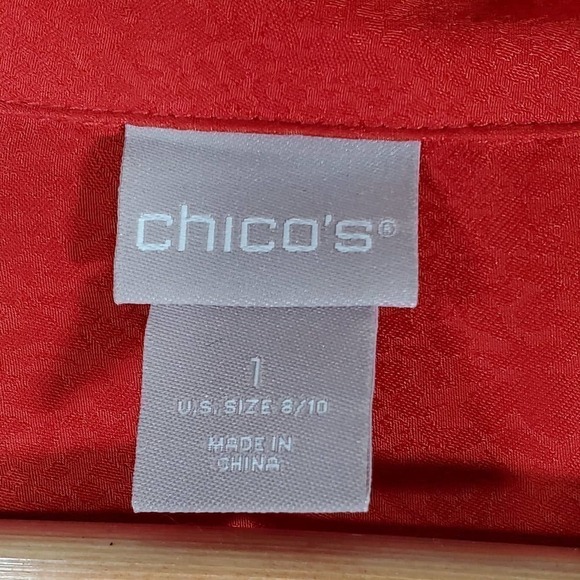 Chico's Snakeskin Print Tie Waist Tunic Red Orange Size 1 / Medium - Picture 8 of 12